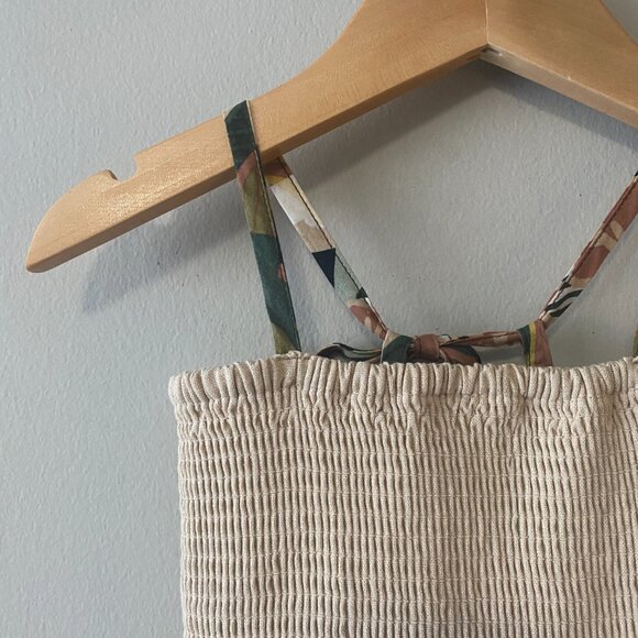 Handmade Children's Cream Multicolour Pattern Tie Spaghetti Strap Dress - Picture 6 of 13